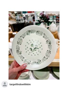 8.5" Stoneware Aralia Salad Plate Hand Painted Green - Threshold